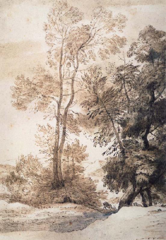 John Constable Landscape with trees and deer,after Claude july 1825 Sweden oil painting art